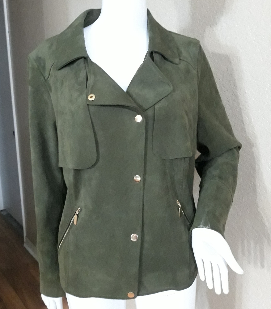 Chico's Green suede feel Moto jacket